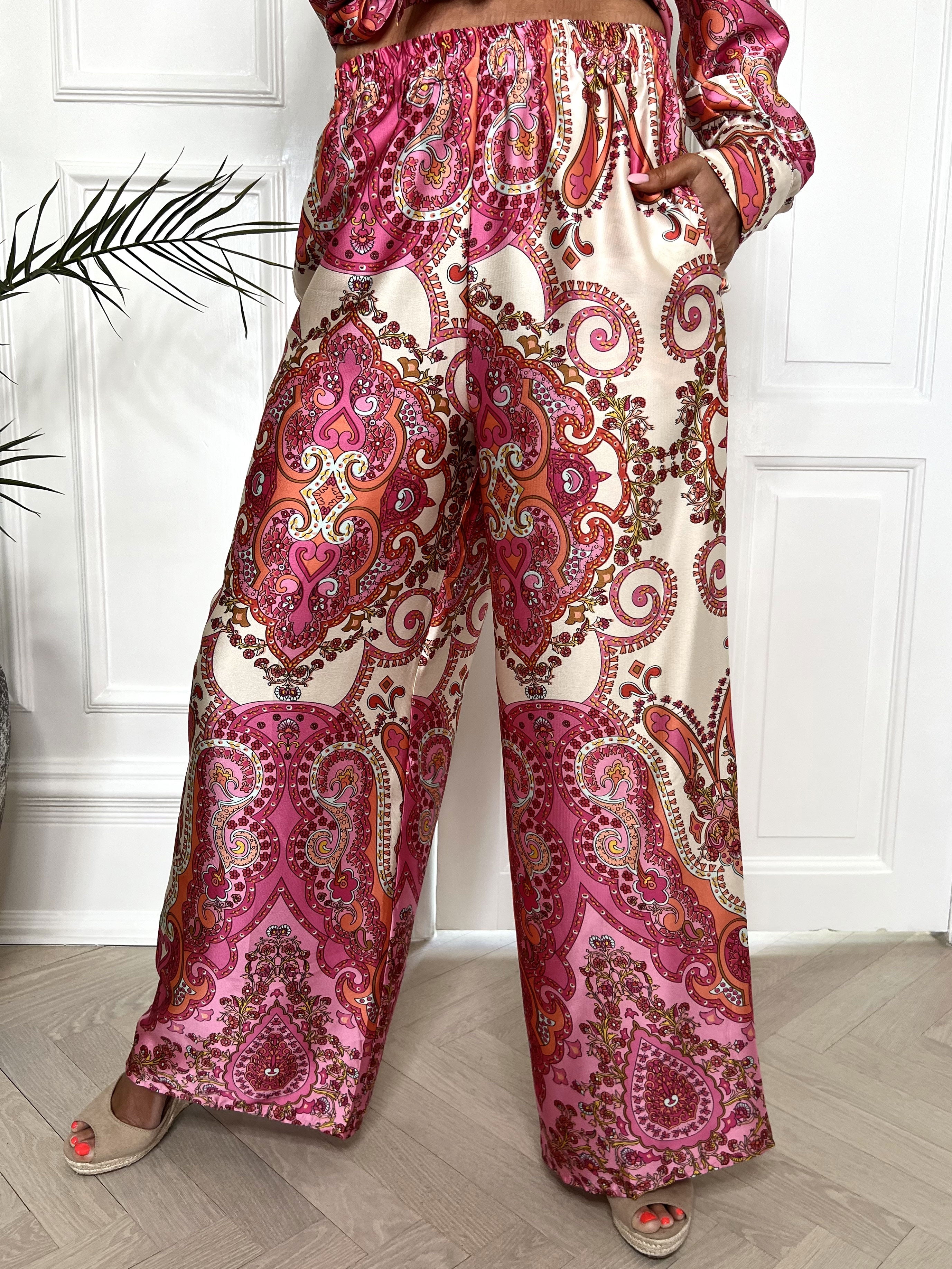 Mali Pants - Paisley mønstret bukser i silkelook